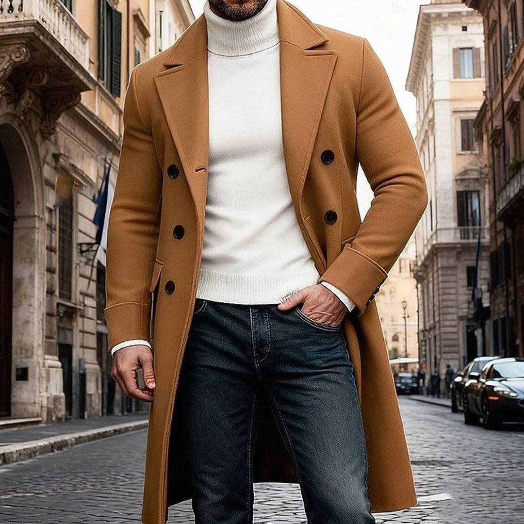 Herre Lang Ullfrakk Dobbeltspent Tailored Fit