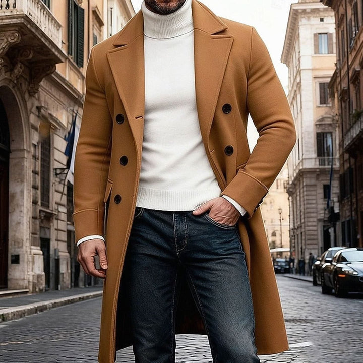 Herre Lang Ullfrakk Dobbeltspent Tailored Fit