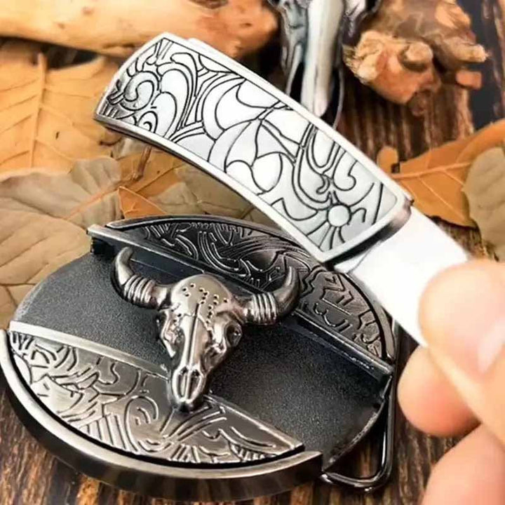 Oval metallbeltespenne i cowboystil