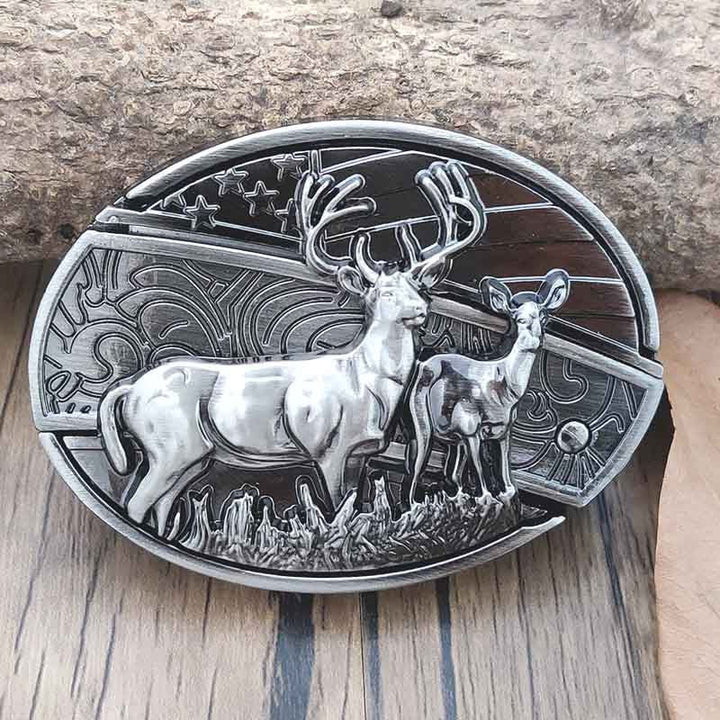 Oval metallbeltespenne i cowboystil