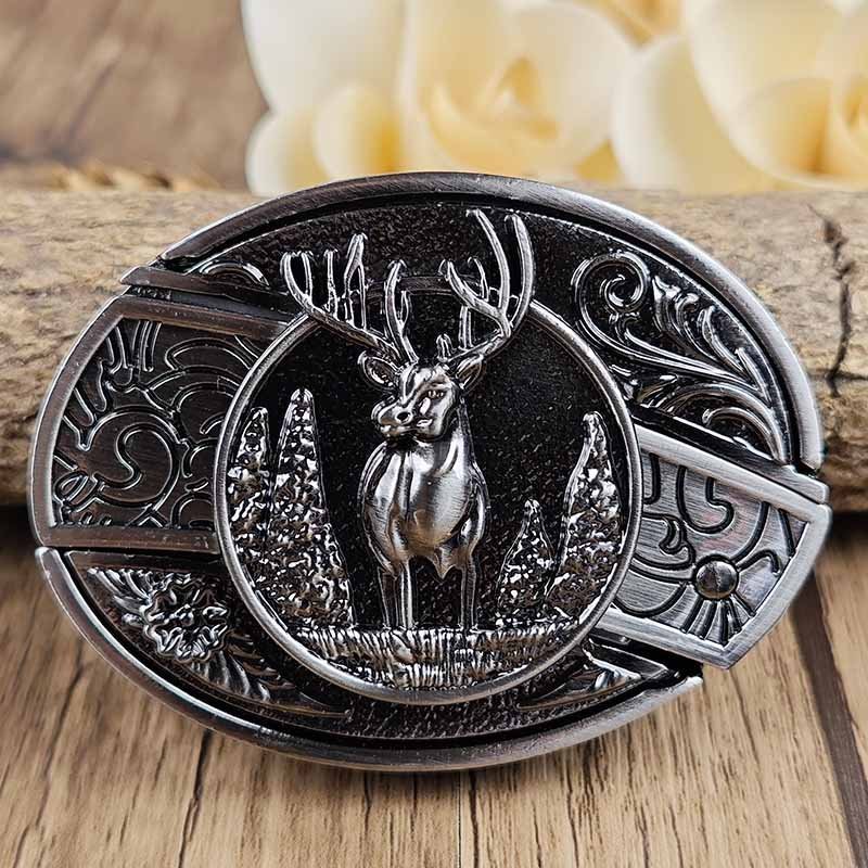 Oval metallbeltespenne i cowboystil