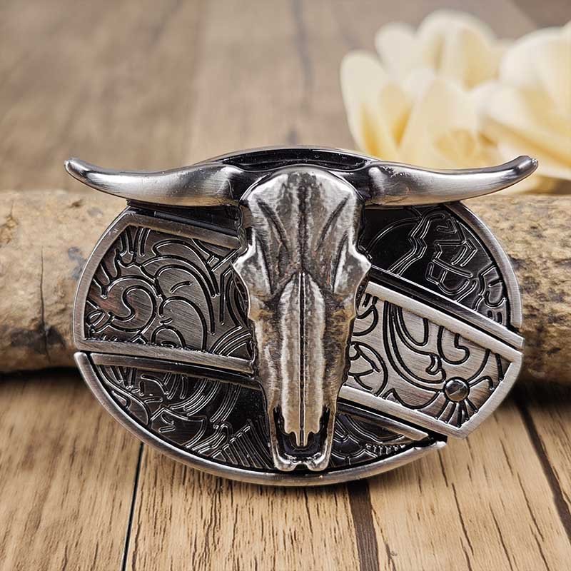 Oval metallbeltespenne i cowboystil