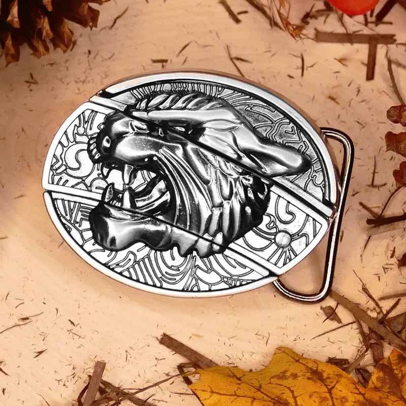 Oval metallbeltespenne i cowboystil