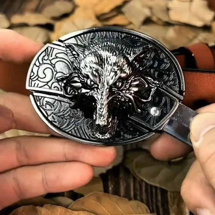 Oval metallbeltespenne i cowboystil