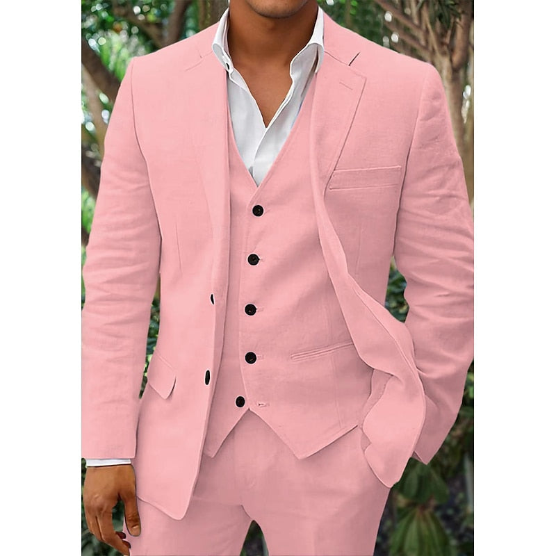Dreiteilig Leinen-Set for Herrer: Blazer, Veste og Bukser