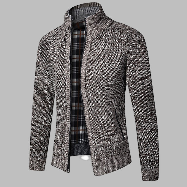 Stilig Glidelås Strikkegenser for Menn