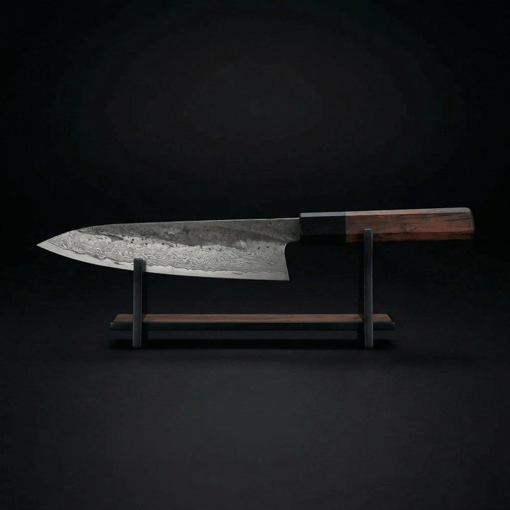 Kiritsuke-kniv, blad i rustfritt stål, skaft i jerntre, 8,5 tommer