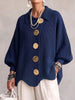 Oversize-cardigan med krage og store metallknapper