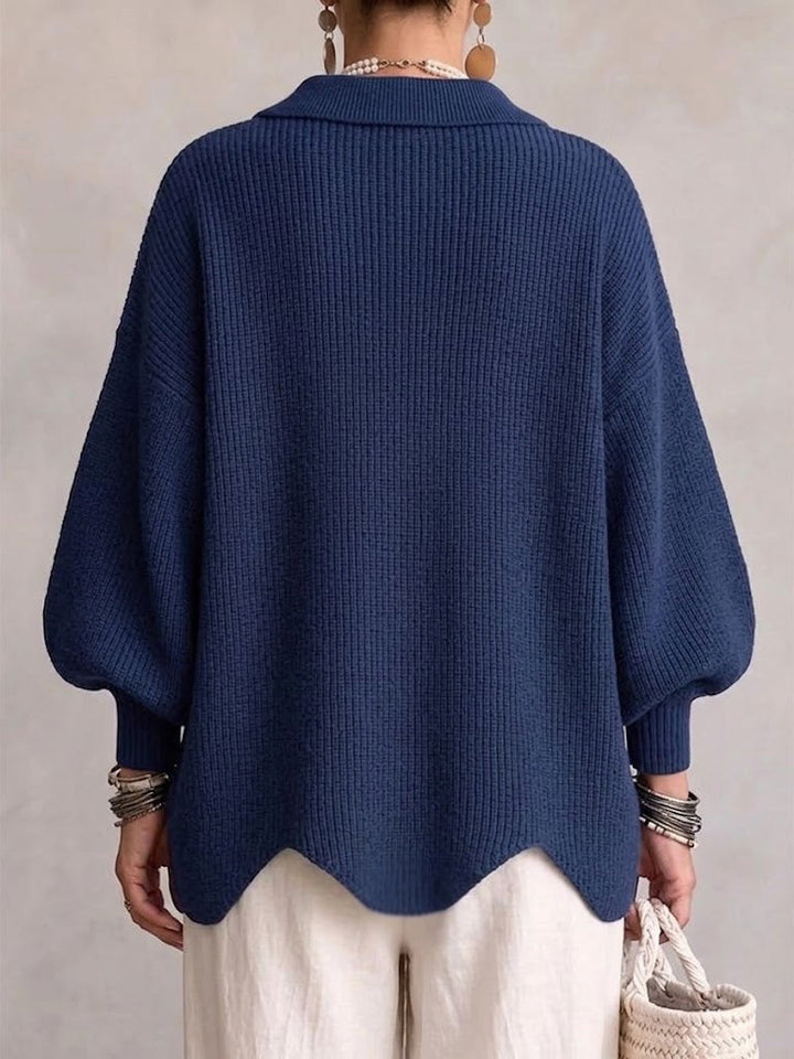 Oversize-cardigan med krage og store metallknapper