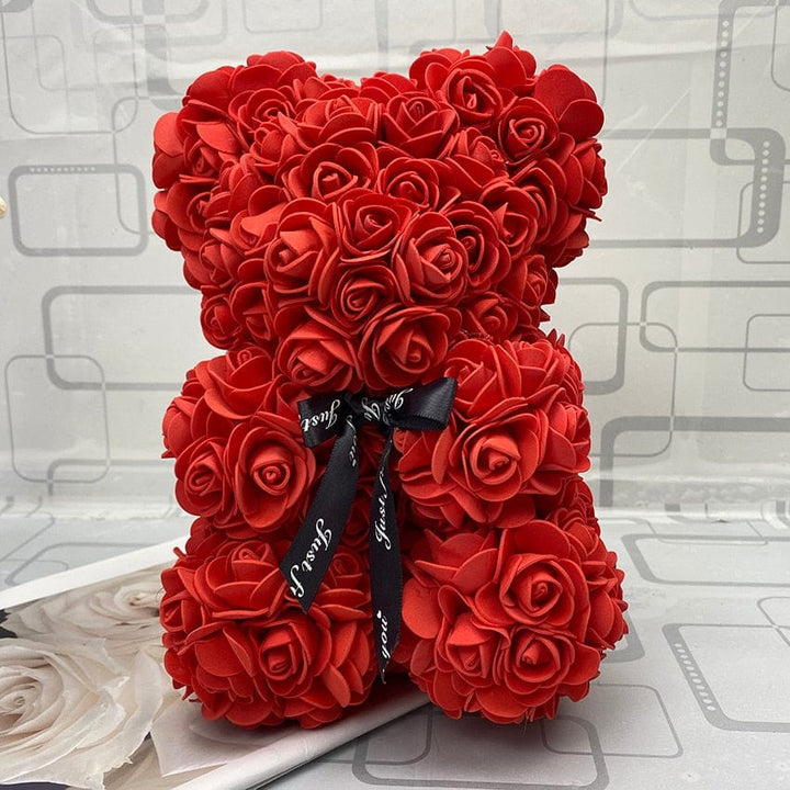 PetalCuddle evig rosa bjørn | Romantisk kosebamse av kunstige blomster til morsdag og feiringer