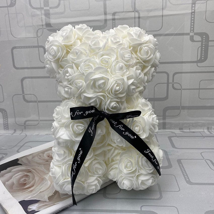 PetalCuddle evig rosa bjørn | Romantisk kosebamse av kunstige blomster til morsdag og feiringer