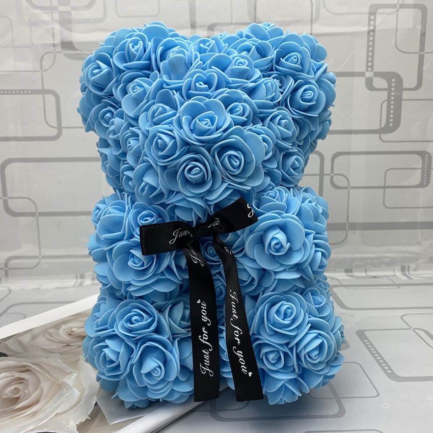 PetalCuddle evig rosa bjørn | Romantisk kosebamse av kunstige blomster til morsdag og feiringer