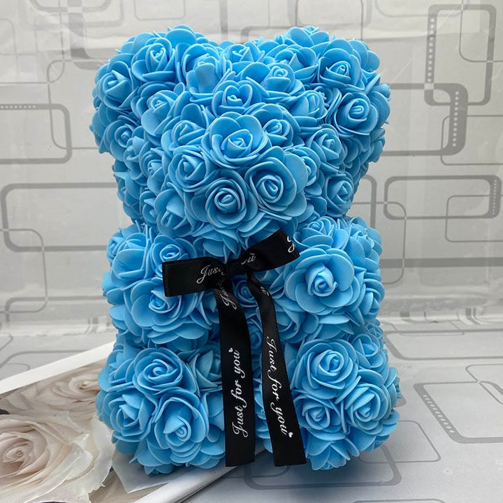 PetalCuddle evig rosa bjørn | Romantisk kosebamse av kunstige blomster til morsdag og feiringer