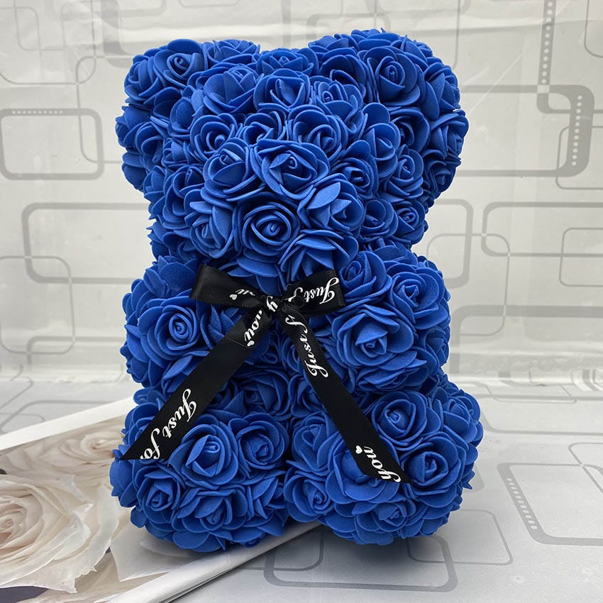 PetalCuddle evig rosa bjørn | Romantisk kosebamse av kunstige blomster til morsdag og feiringer