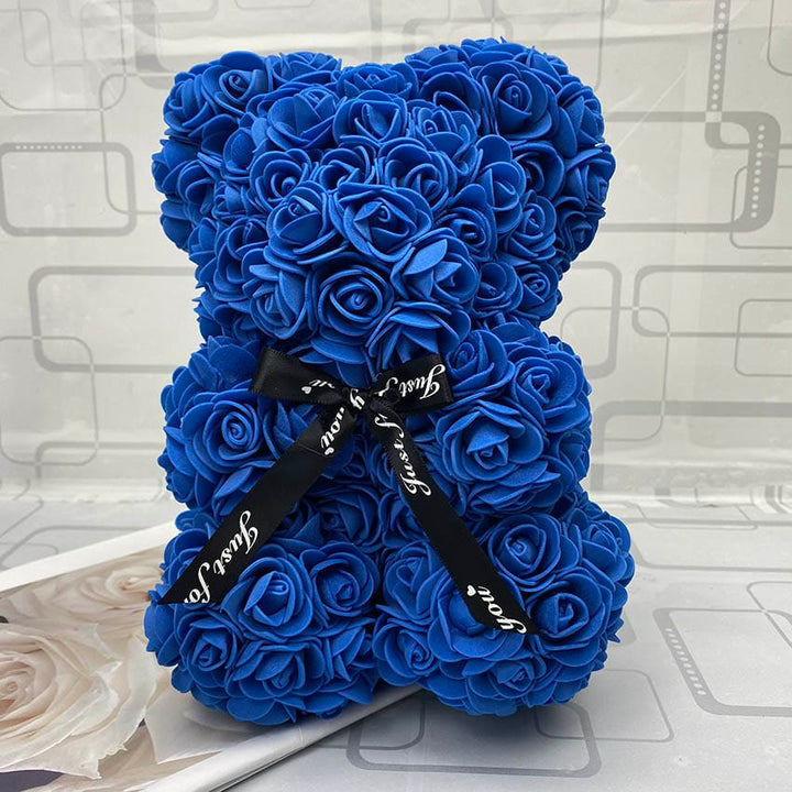 PetalCuddle evig rosa bjørn | Romantisk kosebamse av kunstige blomster til morsdag og feiringer