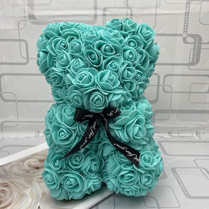 PetalCuddle evig rosa bjørn | Romantisk kosebamse av kunstige blomster til morsdag og feiringer