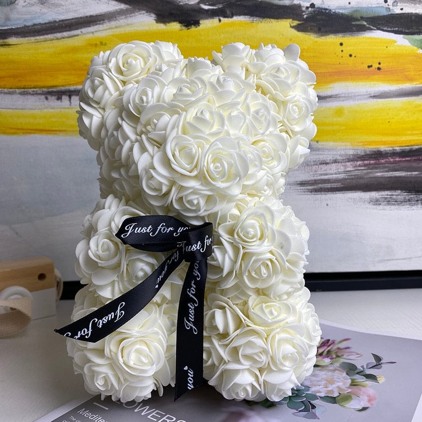 PetalCuddle evig rosa bjørn | Romantisk kosebamse av kunstige blomster til morsdag og feiringer