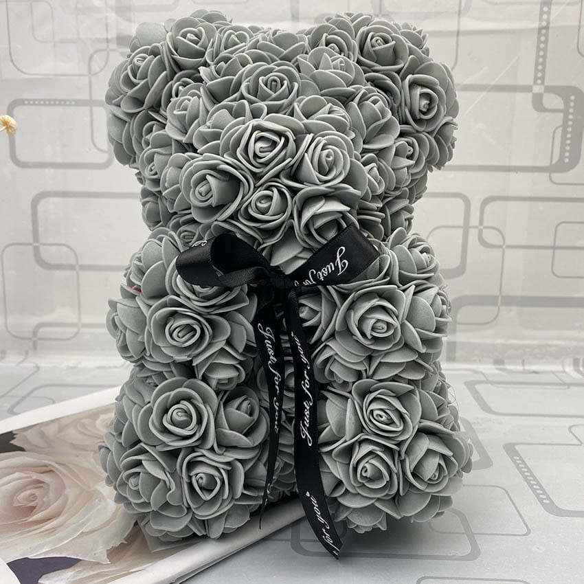 PetalCuddle evig rosa bjørn | Romantisk kosebamse av kunstige blomster til morsdag og feiringer