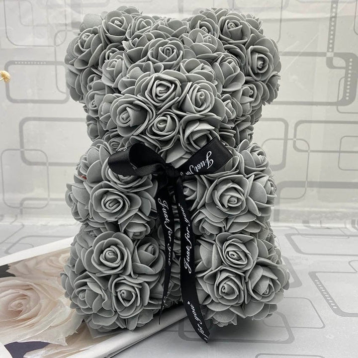 PetalCuddle evig rosa bjørn | Romantisk kosebamse av kunstige blomster til morsdag og feiringer