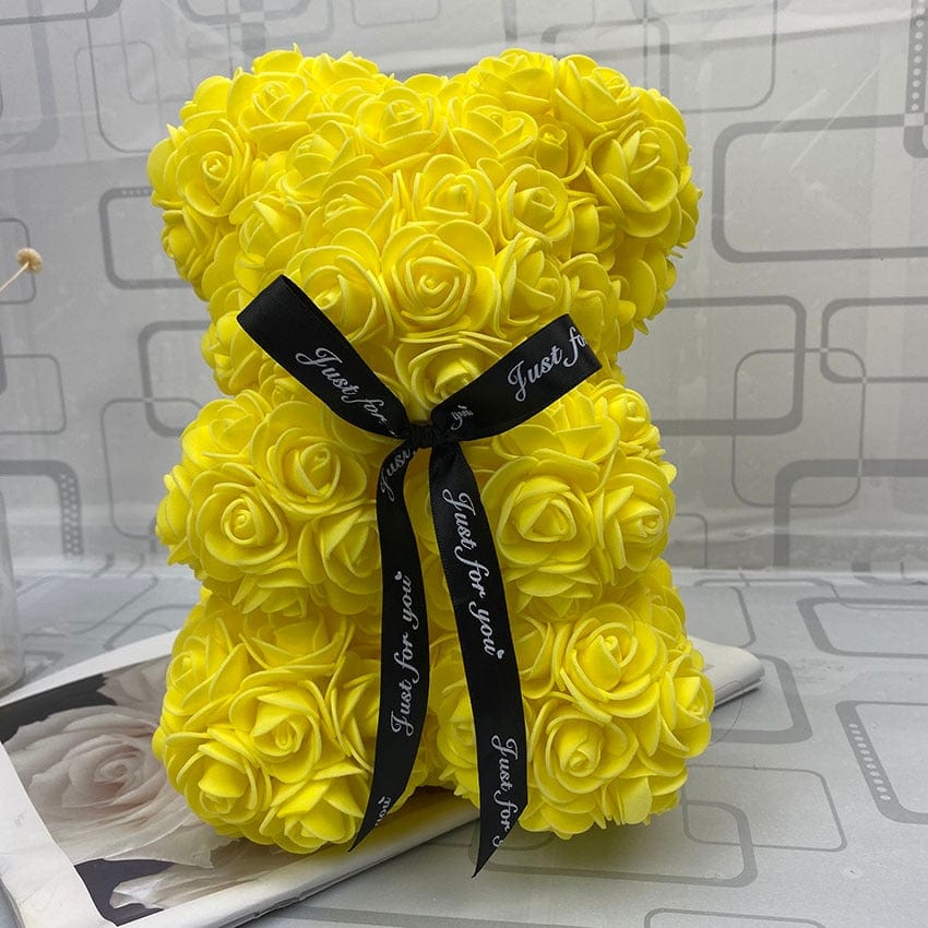 PetalCuddle evig rosa bjørn | Romantisk kosebamse av kunstige blomster til morsdag og feiringer
