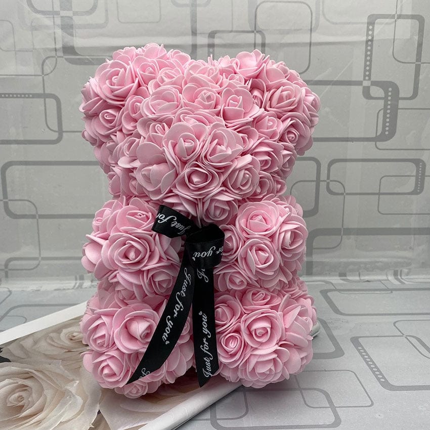 PetalCuddle evig rosa bjørn | Romantisk kosebamse av kunstige blomster til morsdag og feiringer