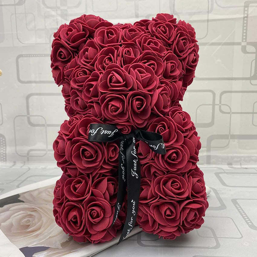 PetalCuddle evig rosa bjørn | Romantisk kosebamse av kunstige blomster til morsdag og feiringer