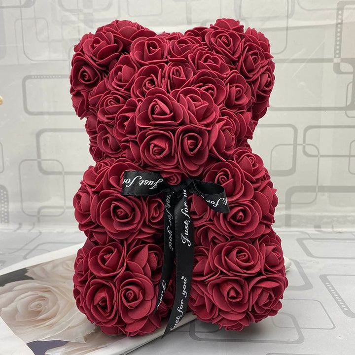 PetalCuddle evig rosa bjørn | Romantisk kosebamse av kunstige blomster til morsdag og feiringer