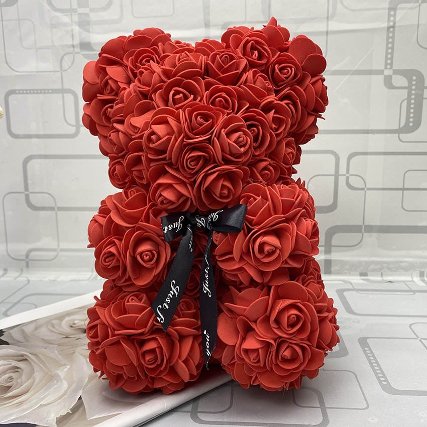 PetalCuddle evig rosa bjørn | Romantisk kosebamse av kunstige blomster til morsdag og feiringer