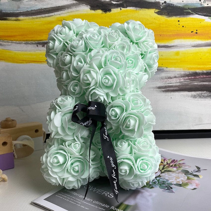 PetalCuddle evig rosa bjørn | Romantisk kosebamse av kunstige blomster til morsdag og feiringer