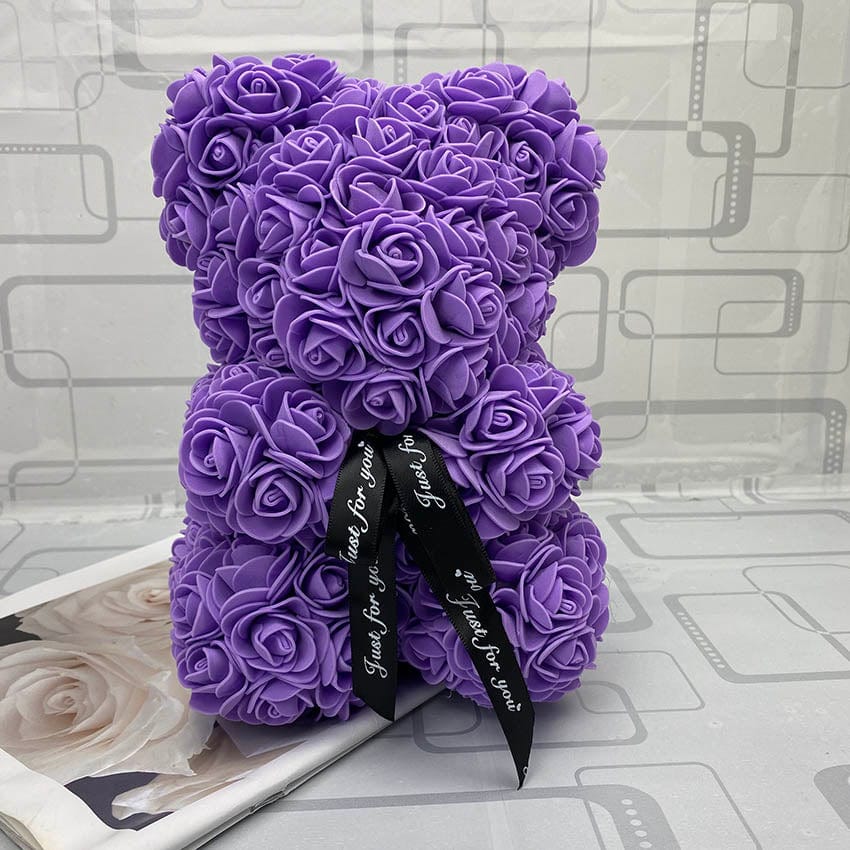 PetalCuddle evig rosa bjørn | Romantisk kosebamse av kunstige blomster til morsdag og feiringer