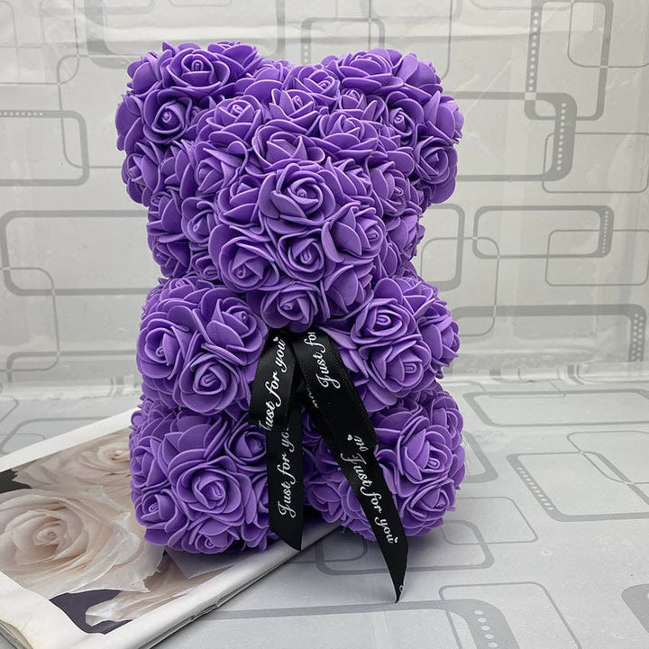 PetalCuddle evig rosa bjørn | Romantisk kosebamse av kunstige blomster til morsdag og feiringer