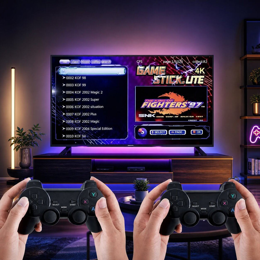 Retrospillkonsoll med 2 kontrollere | 4K retro spillkonsoll | Nostavolt