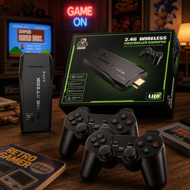 Retrospillkonsoll med 2 kontrollere | 4K retro spillkonsoll | Nostavolt