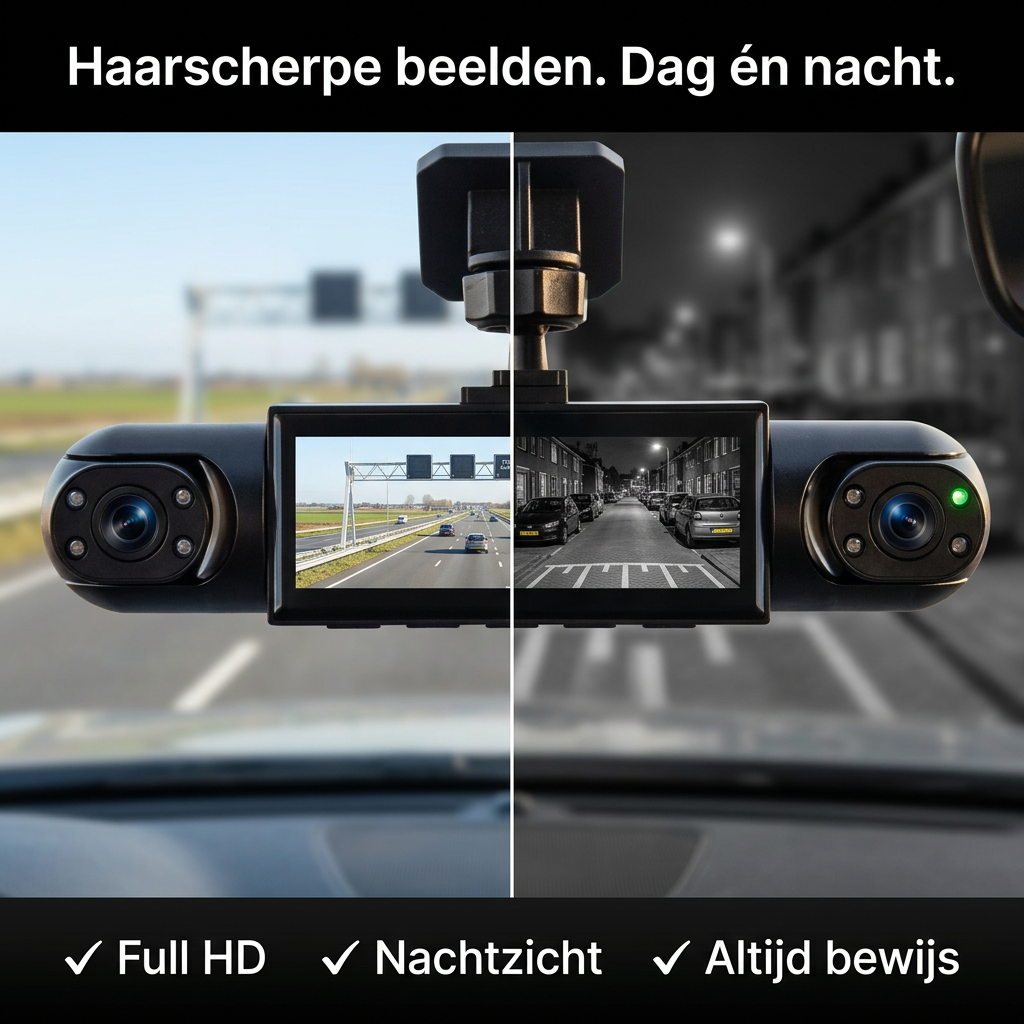 360° dashcam med 4 kameraer, GPS-tidsstempel og nattsyn