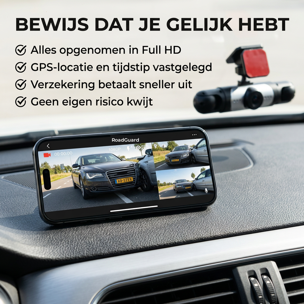 360° dashcam med 4 kameraer, GPS-tidsstempel og nattsyn
