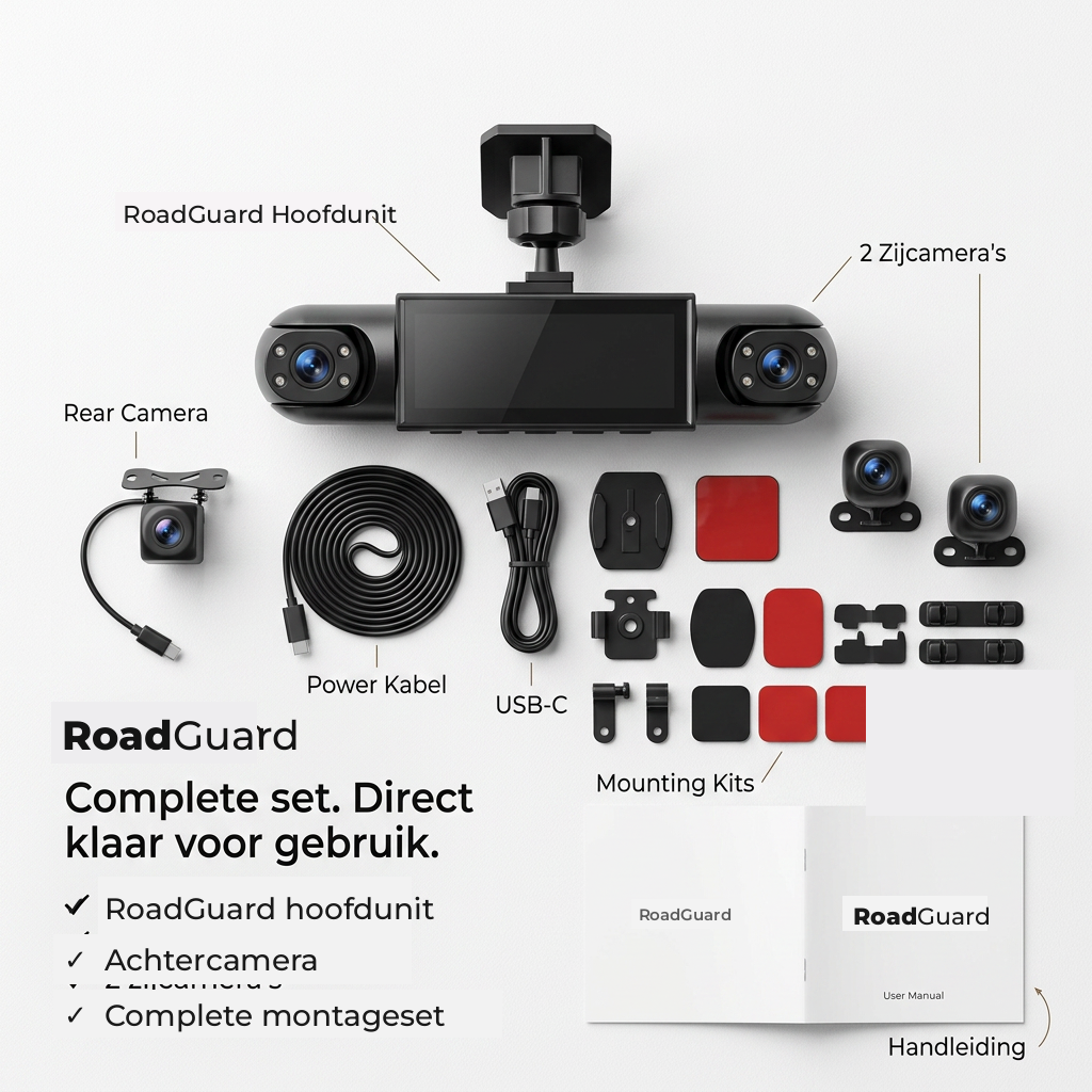 360° dashcam med 4 kameraer, GPS-tidsstempel og nattsyn