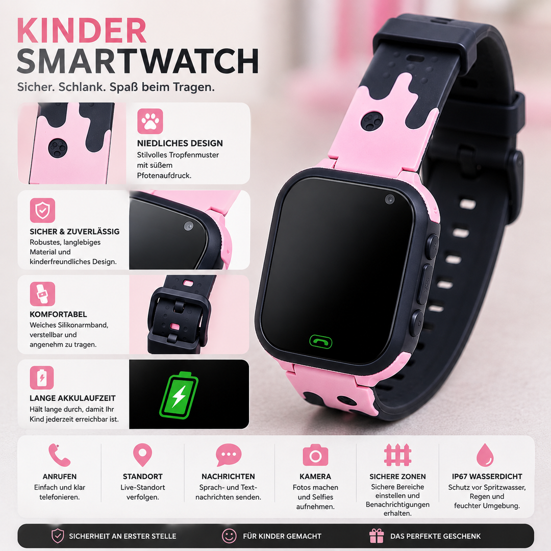 Smartklokke for barn med GPS, kamera og SOS-knapp