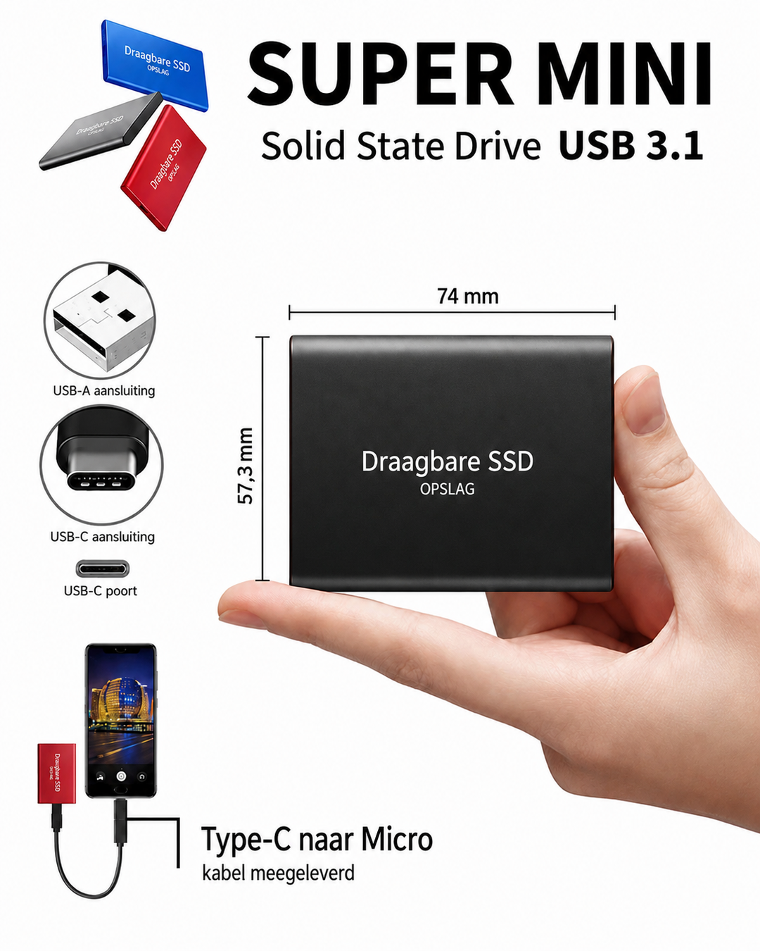 Ekstern 128 TB SSD – kompakt, rask og bærbar