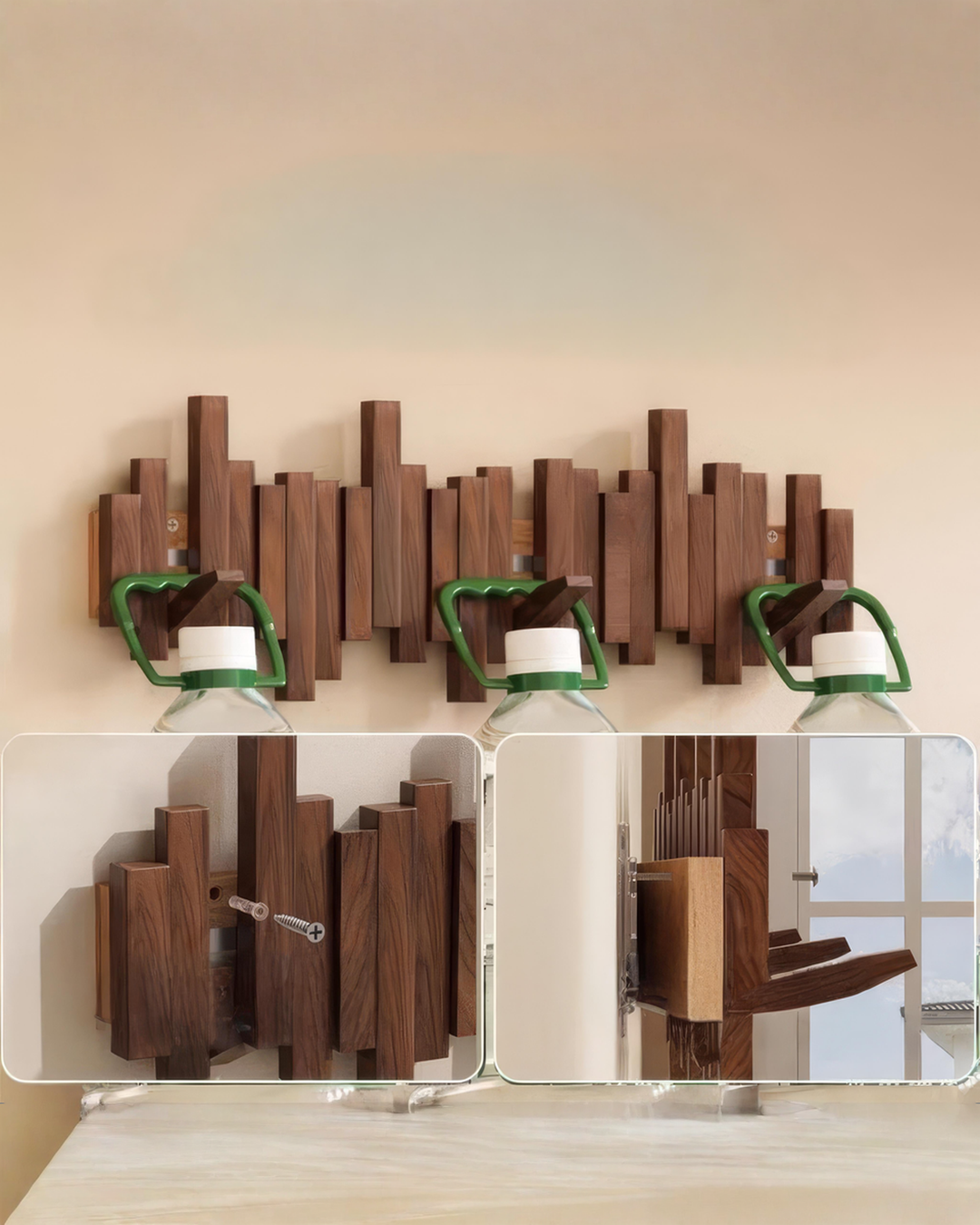 Knaggrekke i tre med foldbare magnetiske knagger – bøk, 3–10 knagger