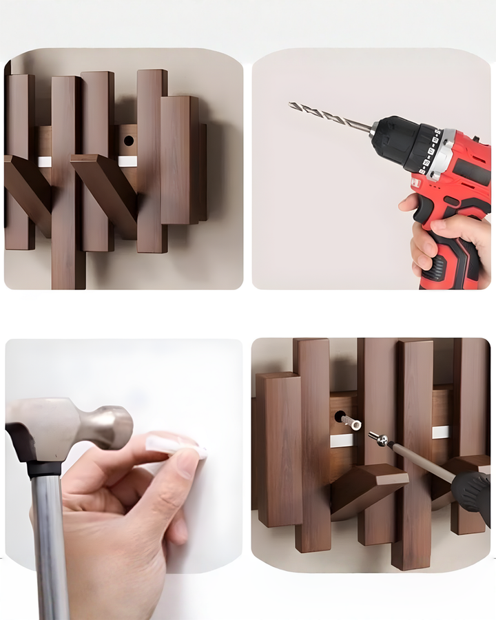 Knaggrekke i tre med foldbare magnetiske knagger – bøk, 3–10 knagger