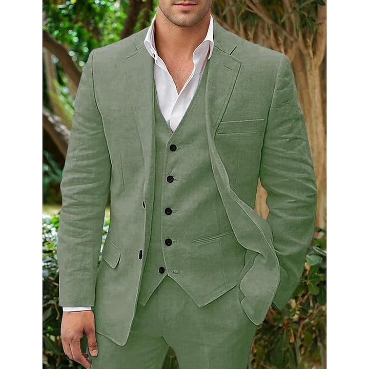 Dreiteilig Leinen-Set for Herrer: Blazer, Veste og Bukser