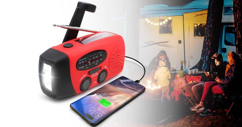 Nødradio Alt-i-Ett med Solenergi og Powerbank - For Uforutsette Situasjoner