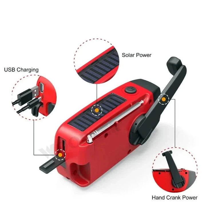 Nødradio Alt-i-Ett med Solenergi og Powerbank - For Uforutsette Situasjoner