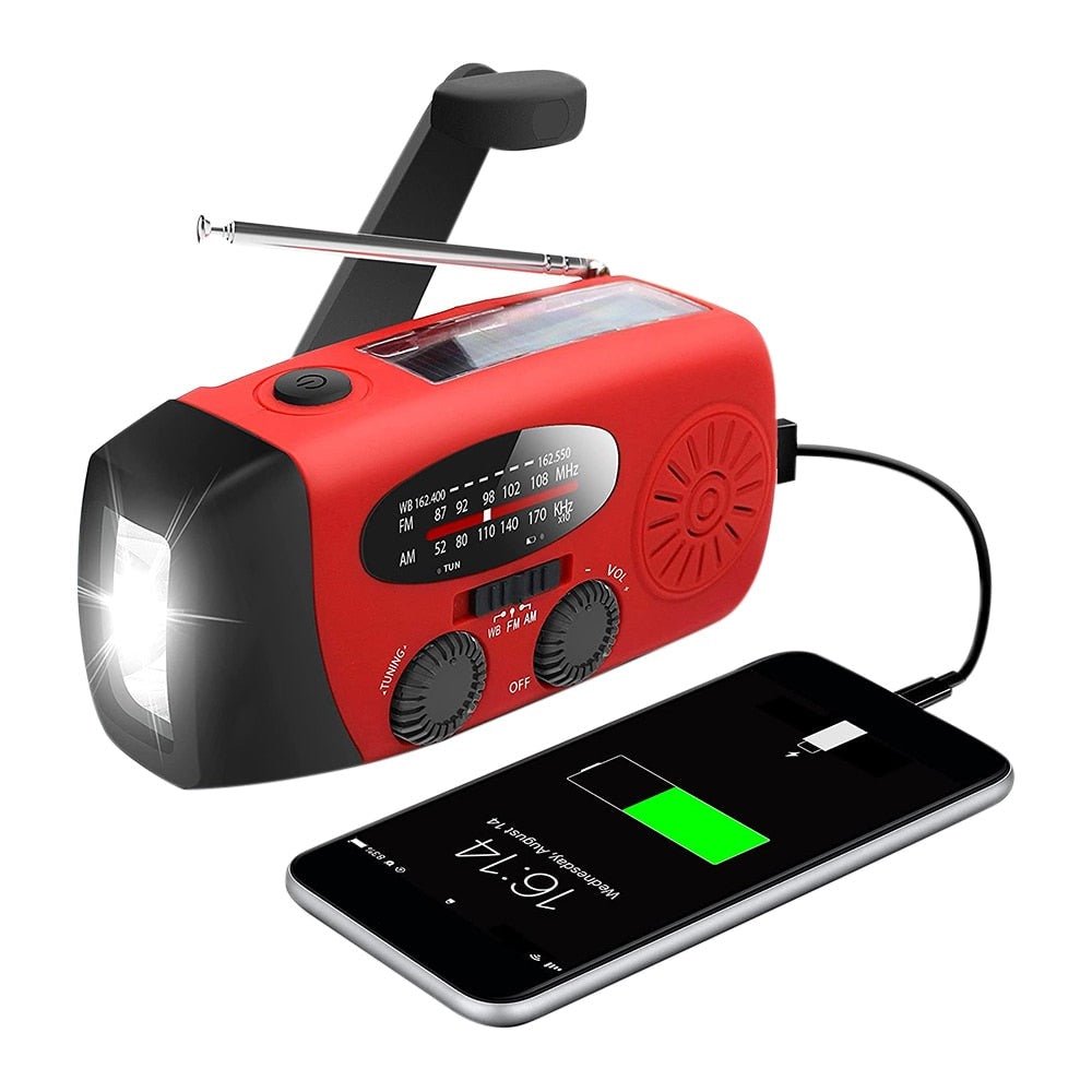 Nødradio Alt-i-Ett med Solenergi og Powerbank - For Uforutsette Situasjoner