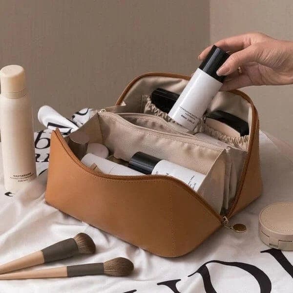 Lær Makeup Veske