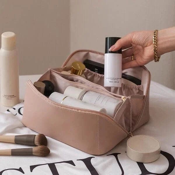 Lær Makeup Veske