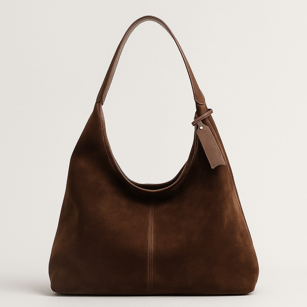 Skulderveske for kvinner | Veske i semsket skinn | Vintageveske | Lederin