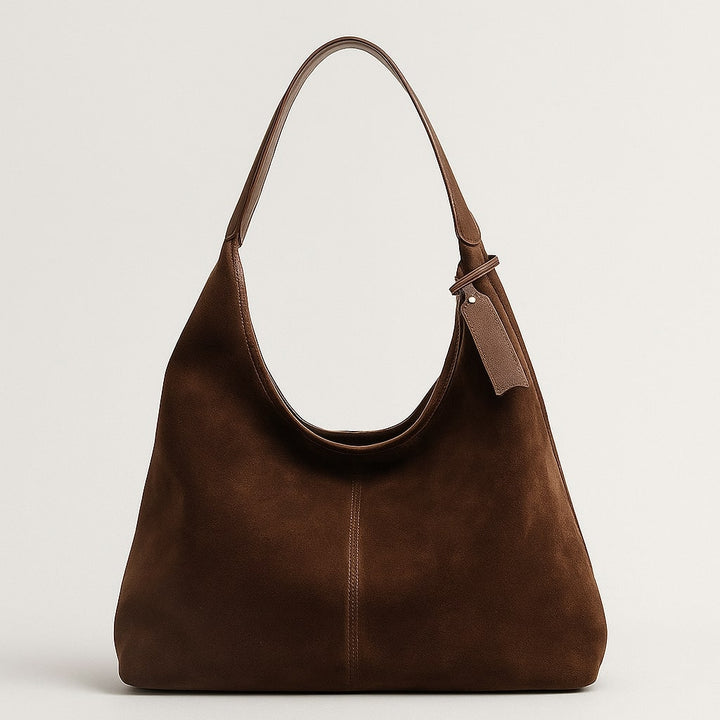 Skulderveske for kvinner | Veske i semsket skinn | Vintageveske | Lederin