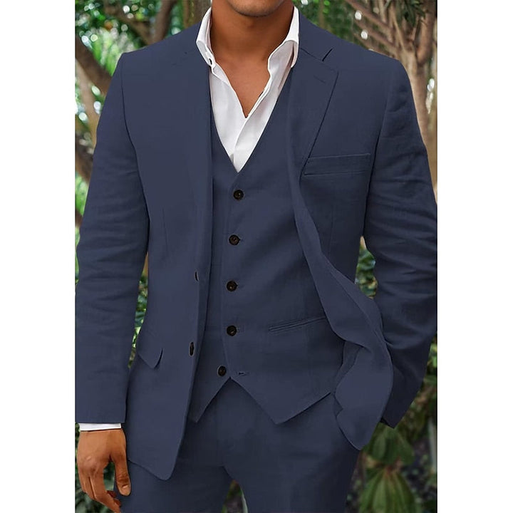 Dreiteilig Leinen-Set for Herrer: Blazer, Veste og Bukser