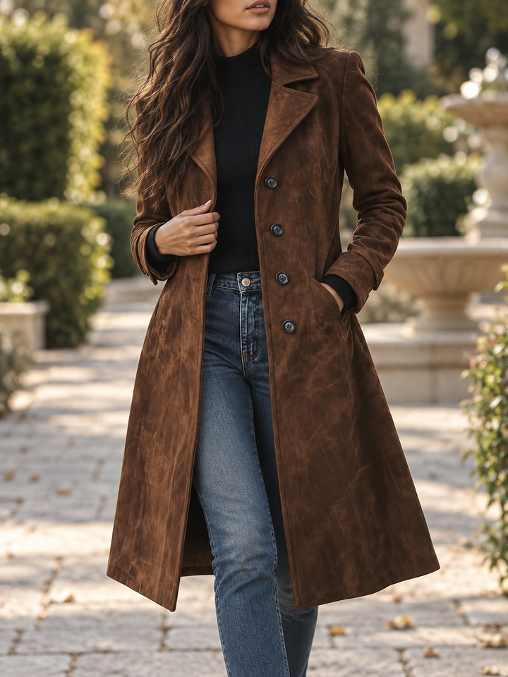 Trenchcoat til Dame med Jakkeslagskrage og Sidelommer